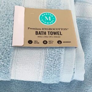 Martha Stewart set of 2 hygrocotton bath towels. Color is Angel Falls blue.